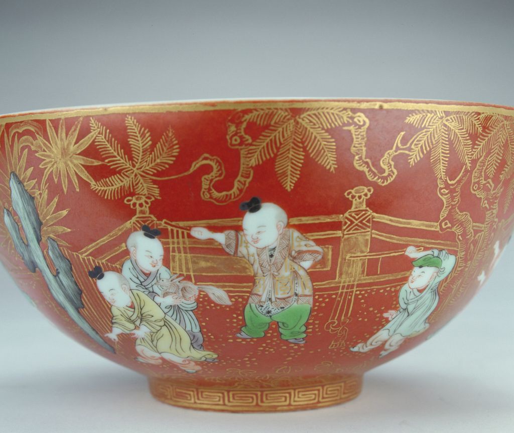 图片[3]-Oil red bowl with multicolored gold baby scenes-China Archive